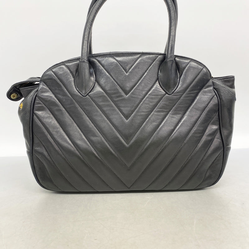 【6ie7243】シャネル トートバッグ Vステッチ ラムスキン ブラウン ゴールド金具【中古】レディース