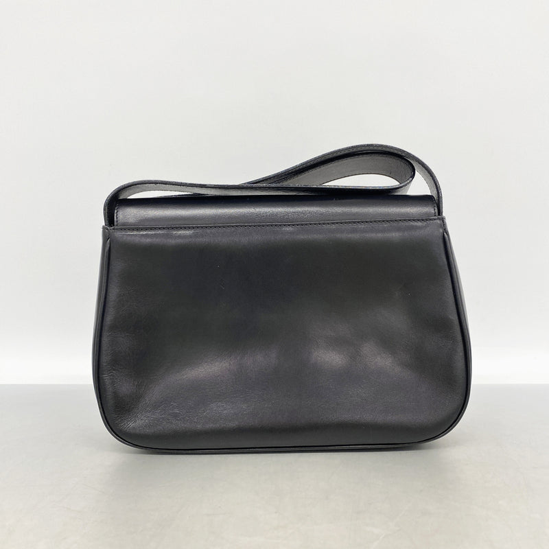 【6ie7244】サルヴァトーレフェラガモ ショルダーバッグ ヴァラ レザー ブラック ゴールド金具【中古】レディース