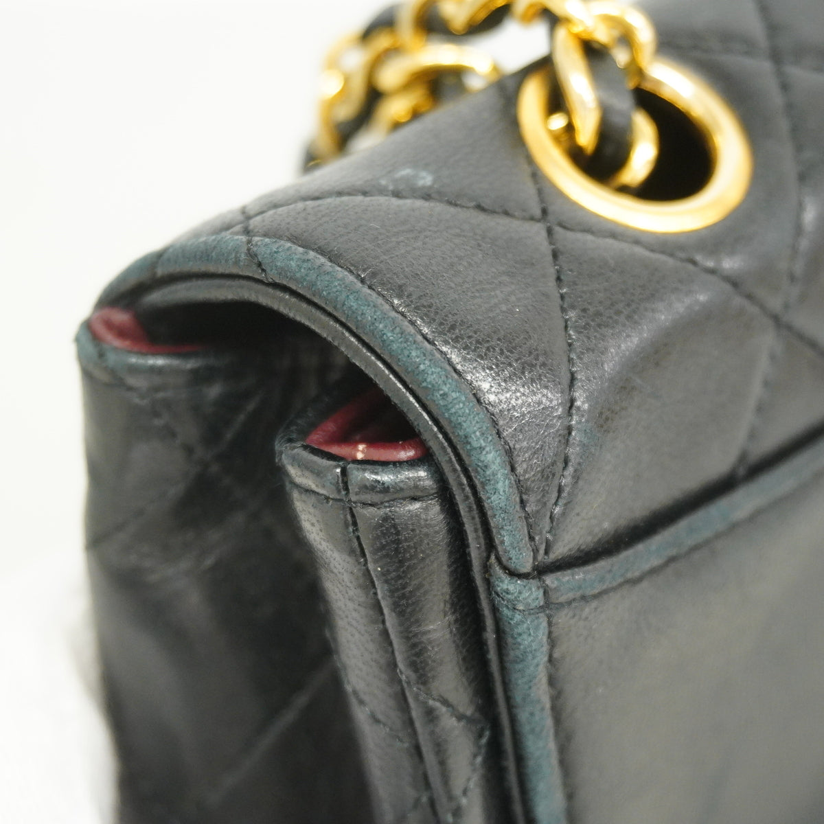 【6ie7261】シャネル ショルダーバッグ マトラッセ Wチェーン ラムスキン ブラック ゴールド金具【中古】レディース