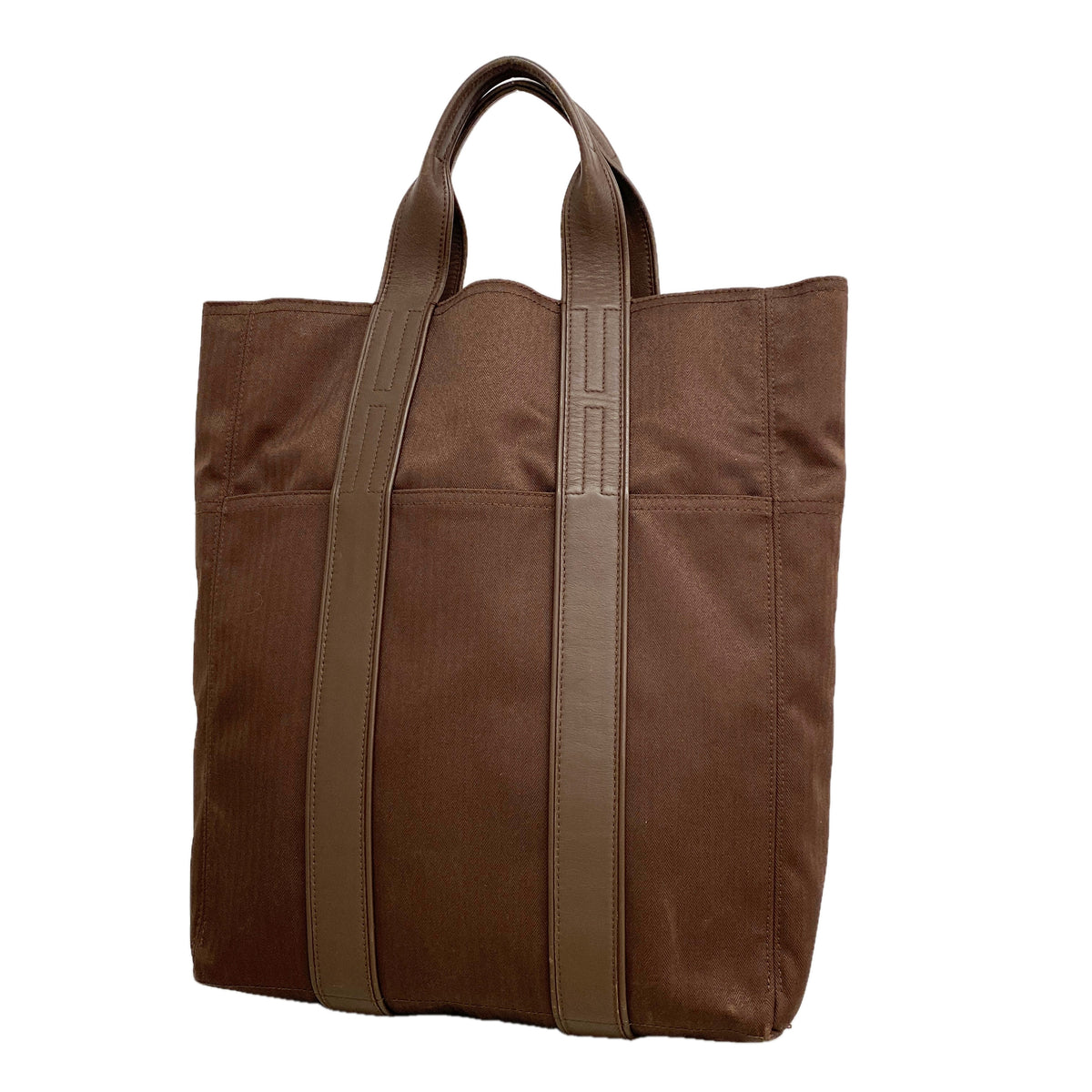 【6ie7262】エルメス トートバッグ アカプルコカバスMM トワルシェブロン ブラウン シルバー金具【中古】レディース