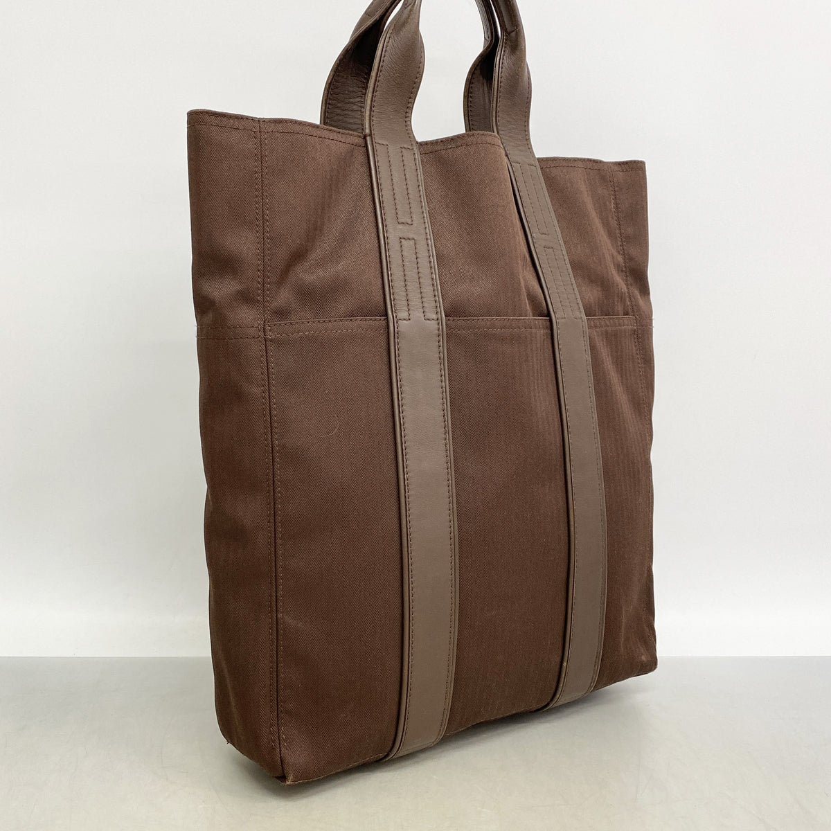 【6ie7262】エルメス トートバッグ アカプルコカバスMM トワルシェブロン ブラウン シルバー金具【中古】レディース