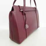 【6ie7276】カルティエ ショルダーバッグ カボション レザー ボルドー シルバー金具【中古】レディース