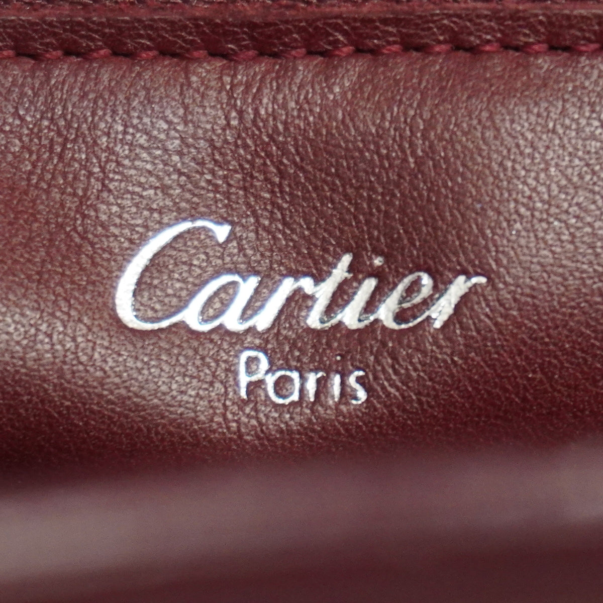 【6ie7276】カルティエ ショルダーバッグ カボション レザー ボルドー シルバー金具【中古】レディース