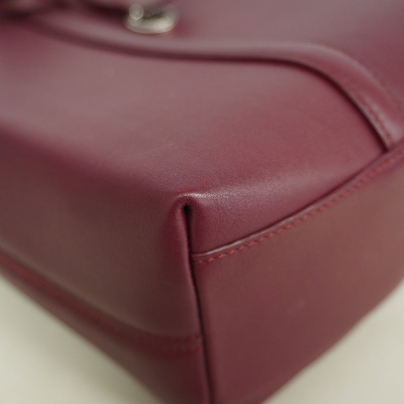 【6ie7276】カルティエ ショルダーバッグ カボション レザー ボルドー シルバー金具【中古】レディース