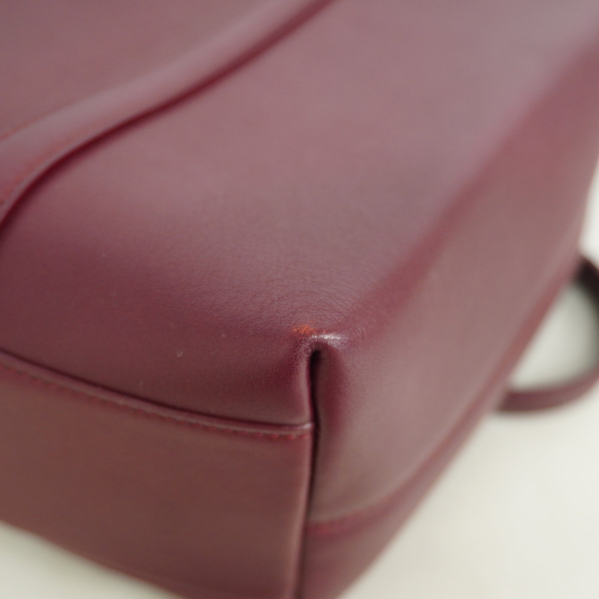 【6ie7276】カルティエ ショルダーバッグ カボション レザー ボルドー シルバー金具【中古】レディース