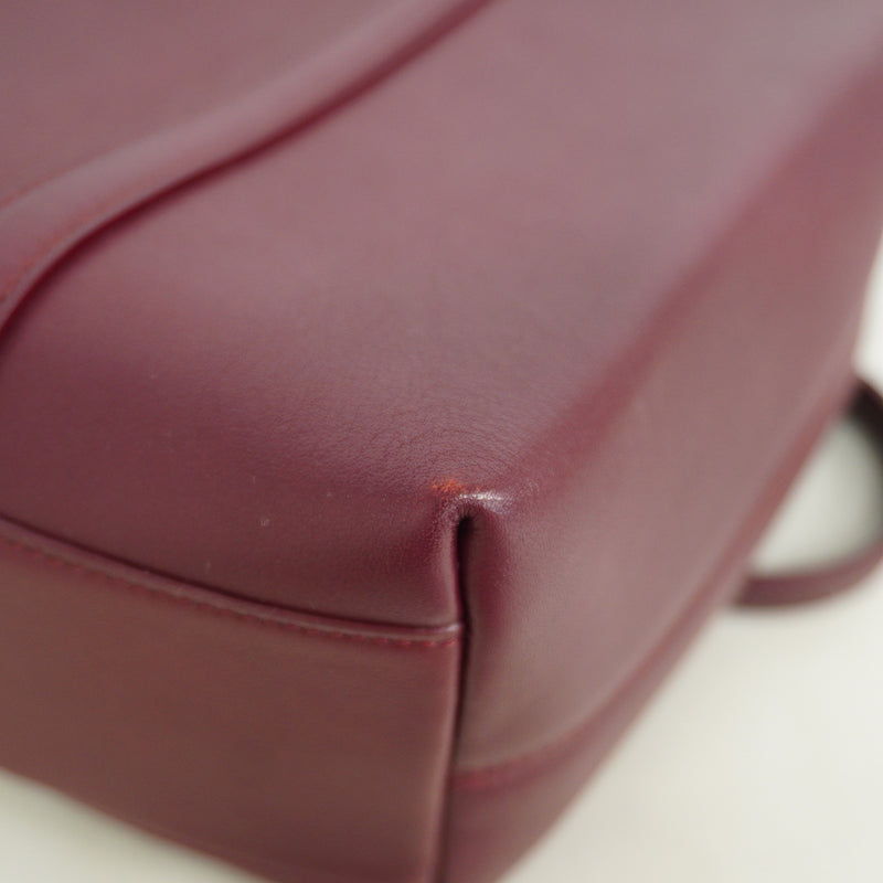 【6ie7276】カルティエ ショルダーバッグ カボション レザー ボルドー シルバー金具【中古】レディース