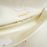 【6ie7278】シャネル ショルダーバッグ マトラッセ Wフラップ Wチェーン ラムスキン ホワイト ゴールド金具【中古】レディース