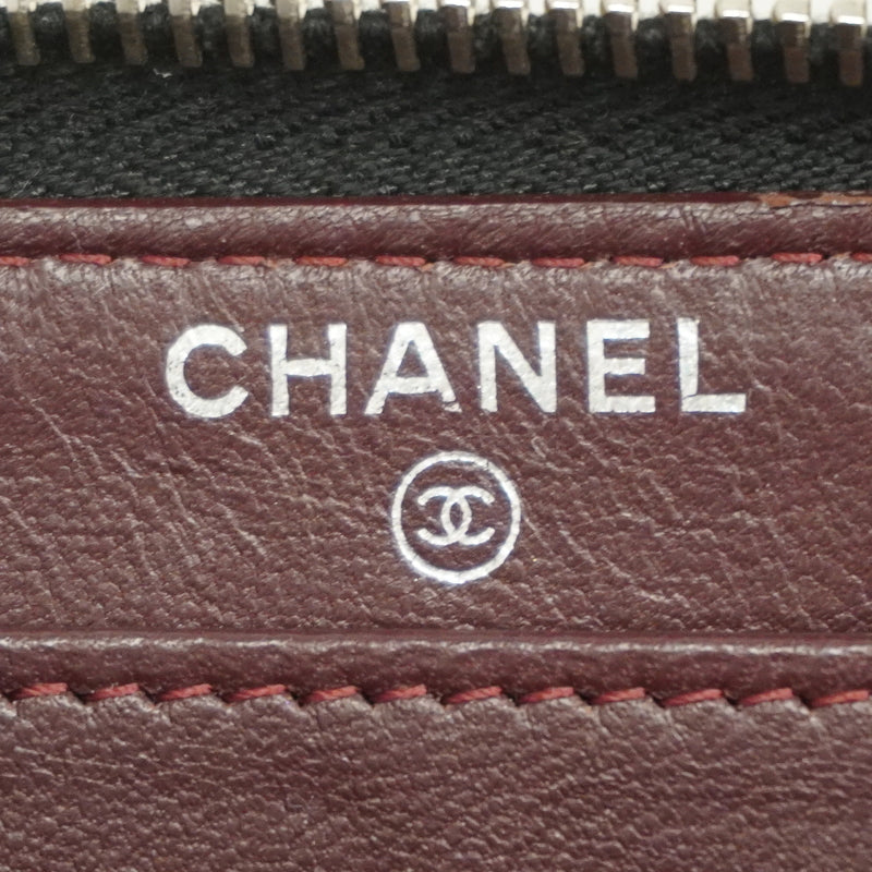 【6ie7279】シャネル 長財布 マトラッセ ラムスキン ブラック シルバー金具【中古】レディース