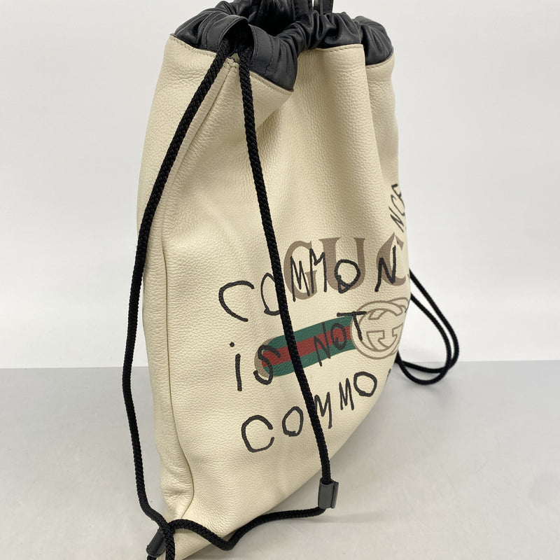 【6ie7282】グッチ リュック・デイパック ドローストリング 494053 レザー アイボリー【中古】レディース