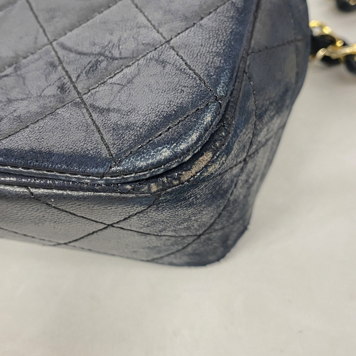 【6ie7283】シャネル ショルダーバッグ マトラッセ チェーンショルダー ラムスキン ブラック ゴールド金具【中古】レディース