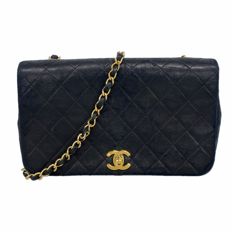 【6ie7283】シャネル ショルダーバッグ マトラッセ チェーンショルダー ラムスキン ブラック ゴールド金具【中古】レディース