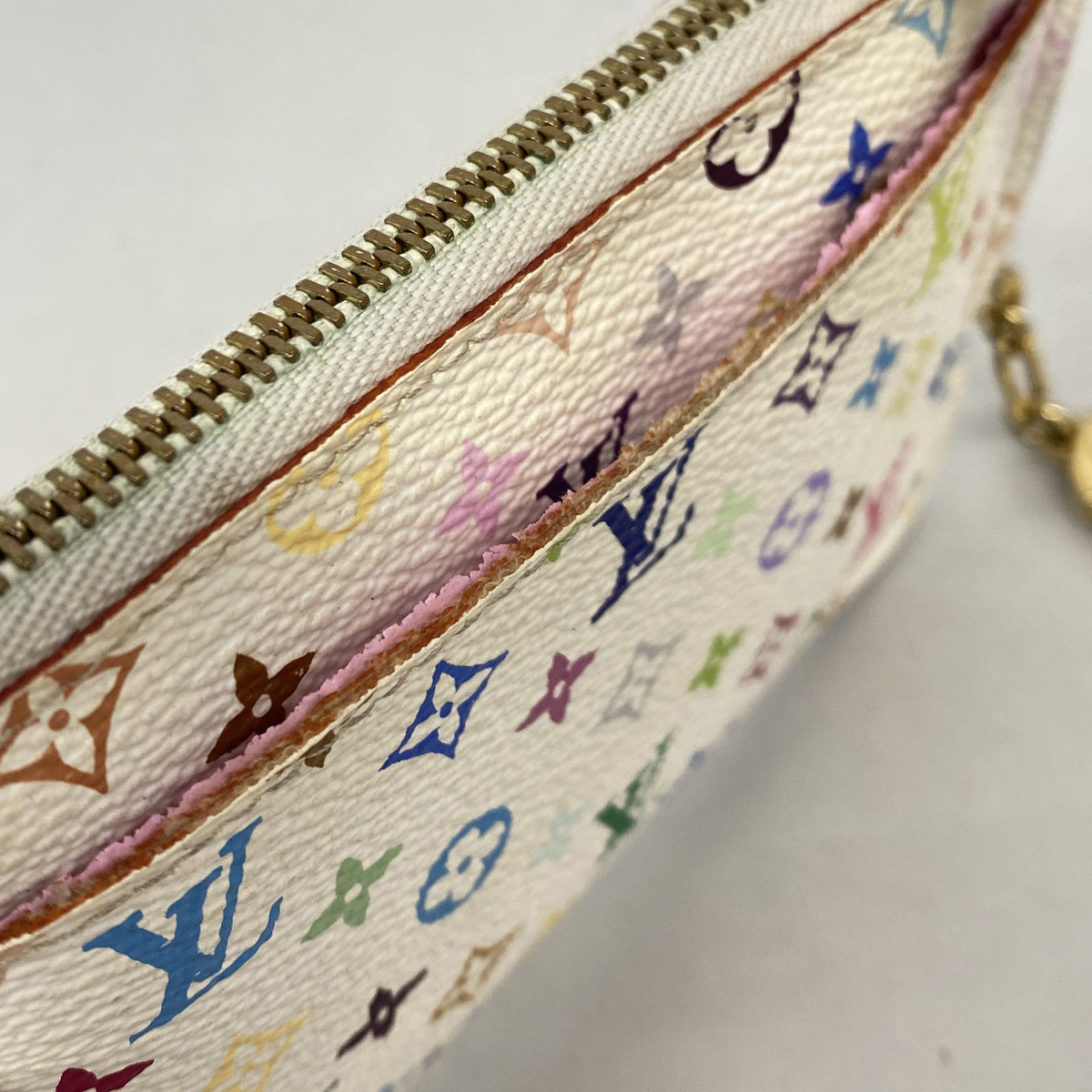 【6ie7288】ルイヴィトン コインケース モノグラム・マルチカラー ポシェットクレ M93734 ブロン/リッチ【中古】レディース