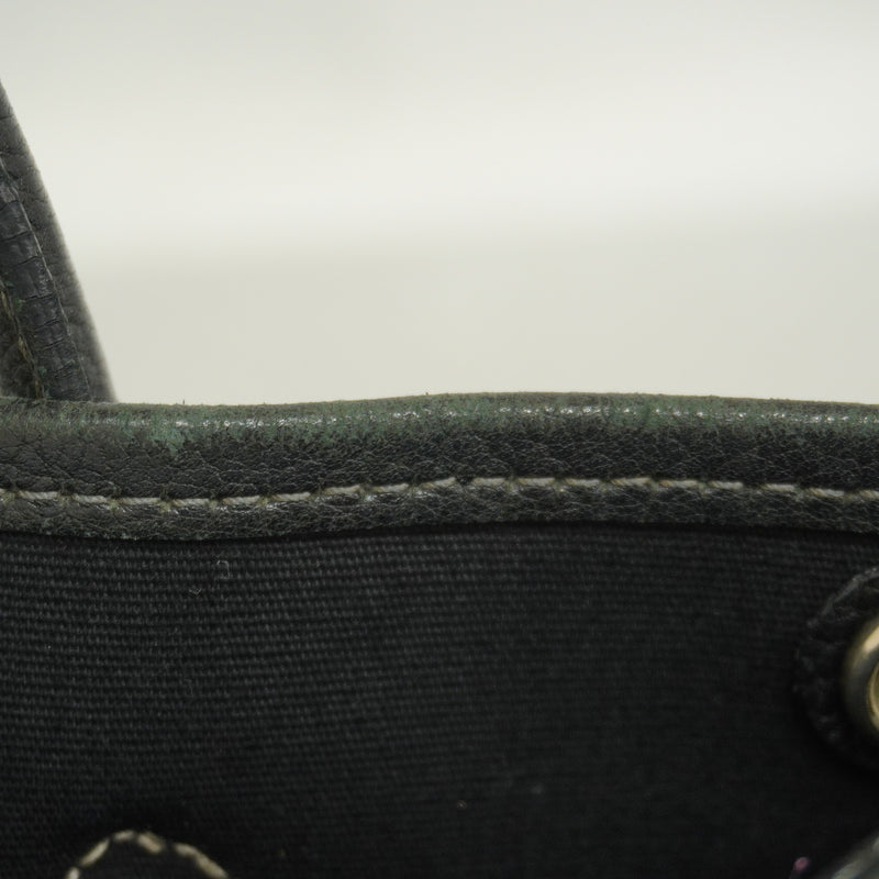 【6ie7291】エルメス トートバッグ ガーデンパーティTPM トワルオフィシエ ブラック シルバー金具 □H刻印 2wayバッグ【中古】レディース