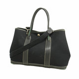 【6ie7291】エルメス トートバッグ ガーデンパーティTPM トワルオフィシエ ブラック シルバー金具 □H刻印 2wayバッグ【中古】レディース
