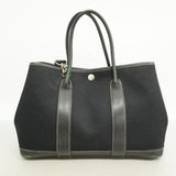 【6ie7291】エルメス トートバッグ ガーデンパーティTPM トワルオフィシエ ブラック シルバー金具 □H刻印 2wayバッグ【中古】レディース