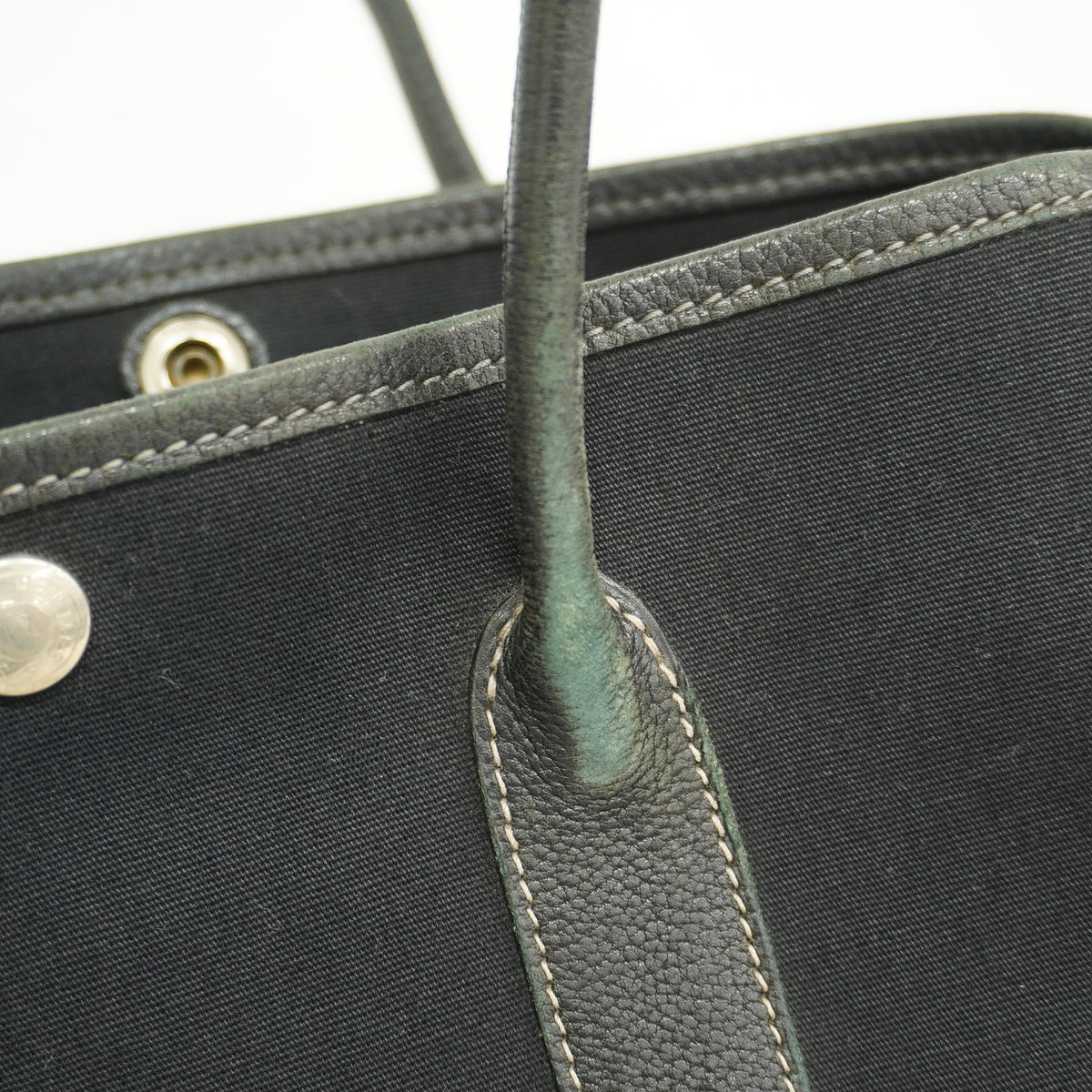 【6ie7291】エルメス トートバッグ ガーデンパーティTPM トワルオフィシエ ブラック シルバー金具 □H刻印 2wayバッグ【中古】レディース