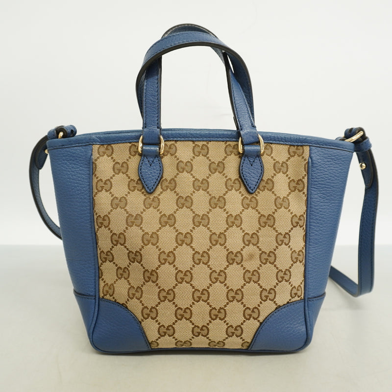 【6ie7294】グッチ ハンドバッグ GGキャンバス 449241 キャンバス ベージュ ブルー シャンパンゴールド金具 2wayバッグ【中古】レディース