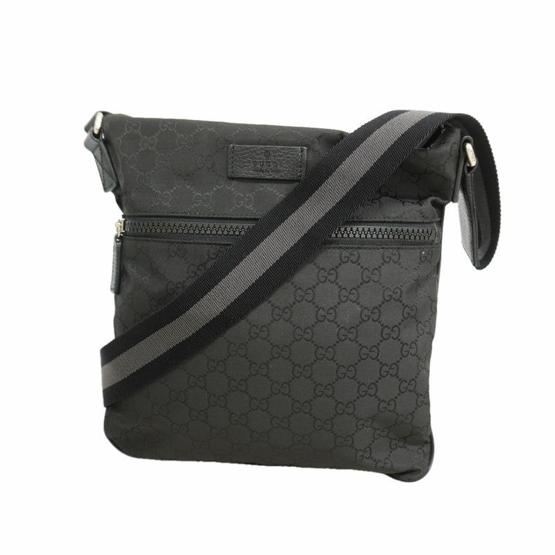 【6ie7295】グッチ ショルダーバッグ GGキャンバス 449184 キャンバス ブラック シルバー金具【中古】レディース