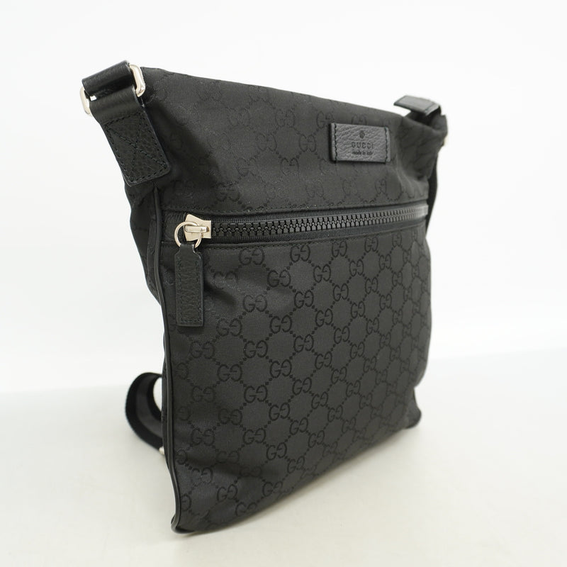 【6ie7295】グッチ ショルダーバッグ GGキャンバス 449184 キャンバス ブラック シルバー金具【中古】レディース