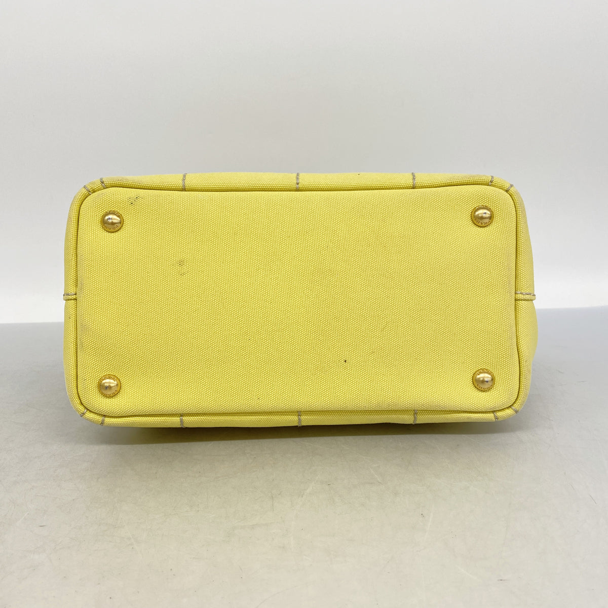 【6ie7308】プラダ トートバッグ カナパ キャンバス イエロー ゴールド金具【中古】レディース