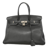 【6ie7310】エルメス ハンドバッグ バーキン35 トゴ ブラック シルバー金具 □M刻印【中古】レディース
