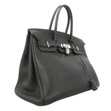 【6ie7310】エルメス ハンドバッグ バーキン35 トゴ ブラック シルバー金具 □M刻印【中古】レディース