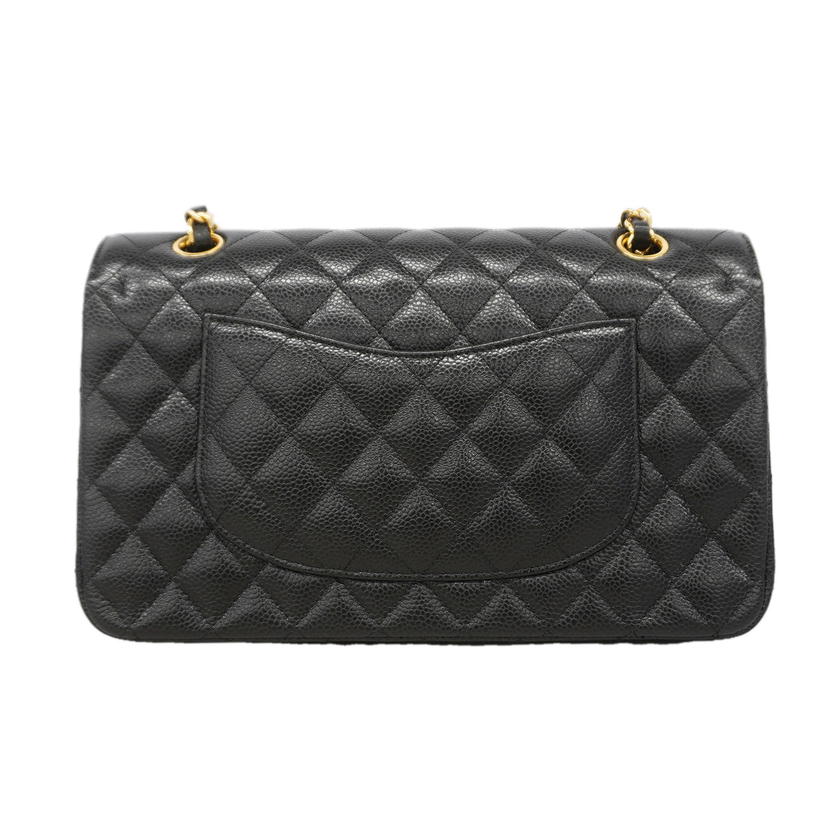 【6ie7312】シャネル ショルダーバッグ マトラッセ Wフラップ Wチェーン キャビアスキン ブラック ゴールド金具【中古】レディース