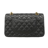 【6ie7312】シャネル ショルダーバッグ マトラッセ Wフラップ Wチェーン キャビアスキン ブラック ゴールド金具【中古】レディース
