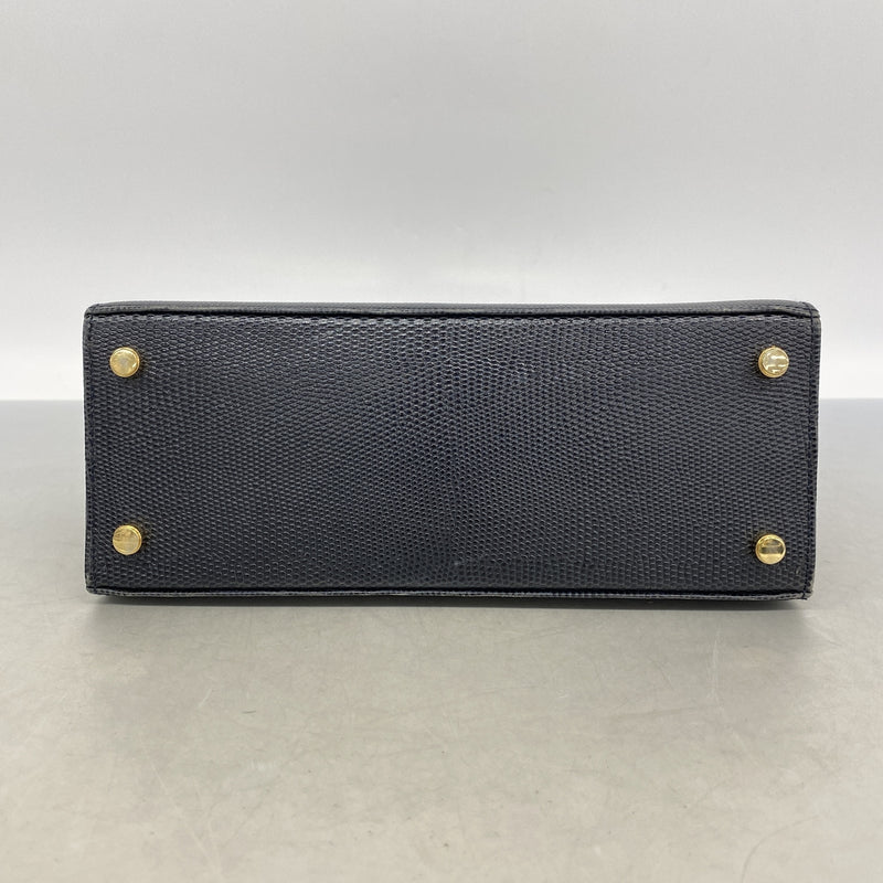 【6ie7314】サルヴァトーレフェラガモ ハンドバッグ ヴァラ レザー ブラック ゴールド金具【中古】レディース