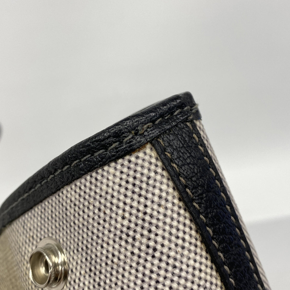 【6ie7332-h】エルメス トートバッグ ガーデンパーティPM トワルアッシュ ブラック ベージュ シルバー金具 □F刻印【中古】レディース