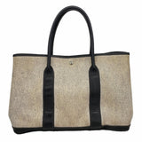 【6ie7332-h】エルメス トートバッグ ガーデンパーティPM トワルアッシュ ブラック ベージュ シルバー金具 □F刻印【中古】レディース