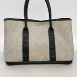 【6ie7332-h】エルメス トートバッグ ガーデンパーティPM トワルアッシュ ブラック ベージュ シルバー金具 □F刻印【中古】レディース