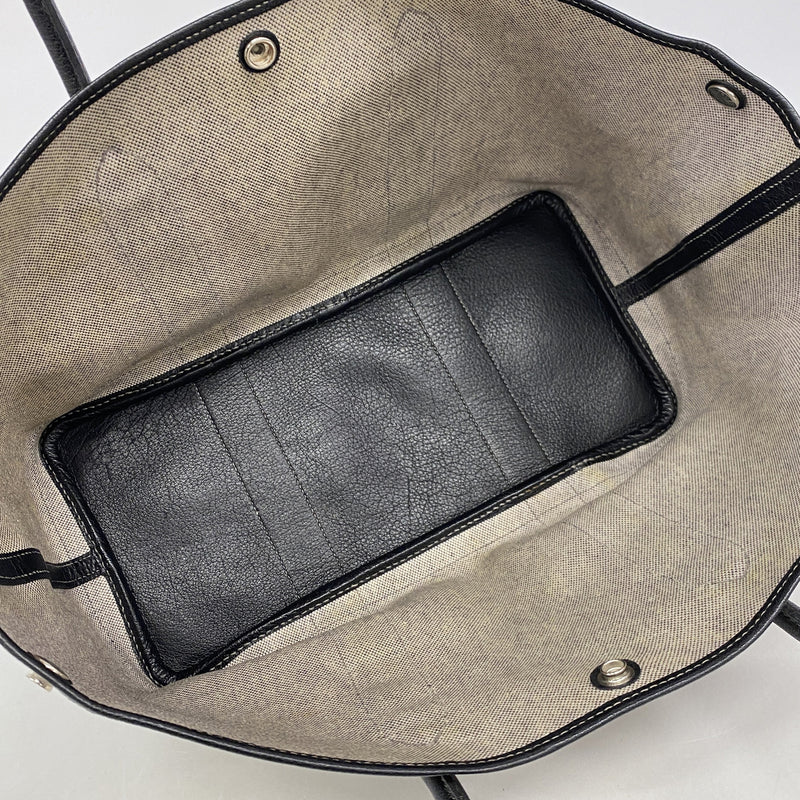 【6ie7332-h】エルメス トートバッグ ガーデンパーティPM トワルアッシュ ブラック ベージュ シルバー金具 □F刻印【中古】レディース