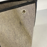 【6ie7332-h】エルメス トートバッグ ガーデンパーティPM トワルアッシュ ブラック ベージュ シルバー金具 □F刻印【中古】レディース