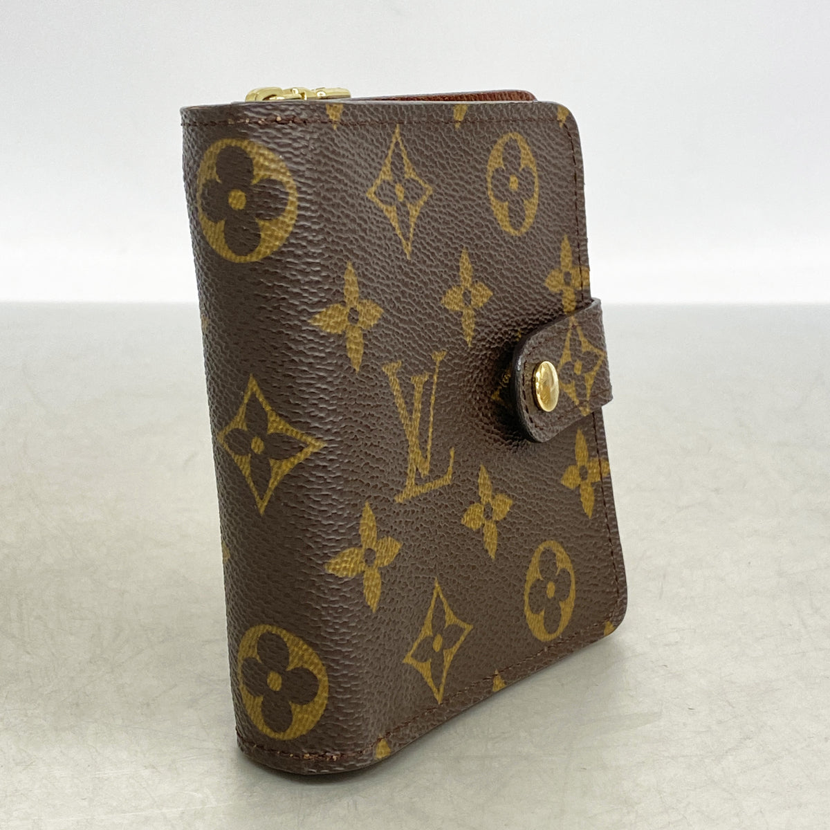 【6ie7344-h】ルイヴィトン 財布 モノグラム コンパクトジップ M61667 ブラウン【中古】レディース