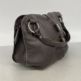 【6ie7349】セリーヌ トートバッグ レザー ダークブラウン シルバー金具【中古】レディース