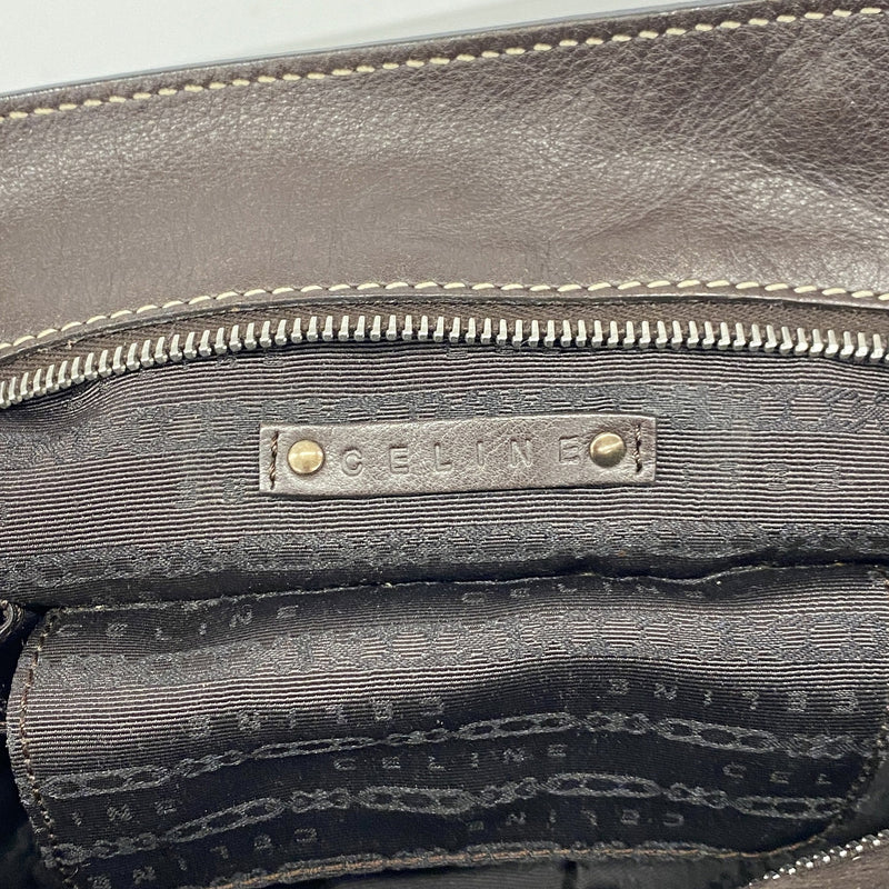 【6ie7349】セリーヌ トートバッグ レザー ダークブラウン シルバー金具【中古】レディース