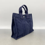 【6ie7363】エルメス ハンドバッグ ドーヴィルPM キャンバス ネイビー シルバー金具【中古】レディース