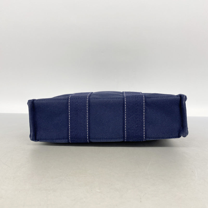 【6ie7363】エルメス ハンドバッグ ドーヴィルPM キャンバス ネイビー シルバー金具【中古】レディース
