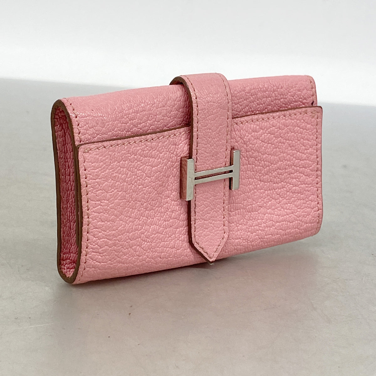 【6ie7369】エルメス キーケース ベアンキーケース シェブルミゾル ローズエテ シルバー金具 Y刻印【中古】レディース