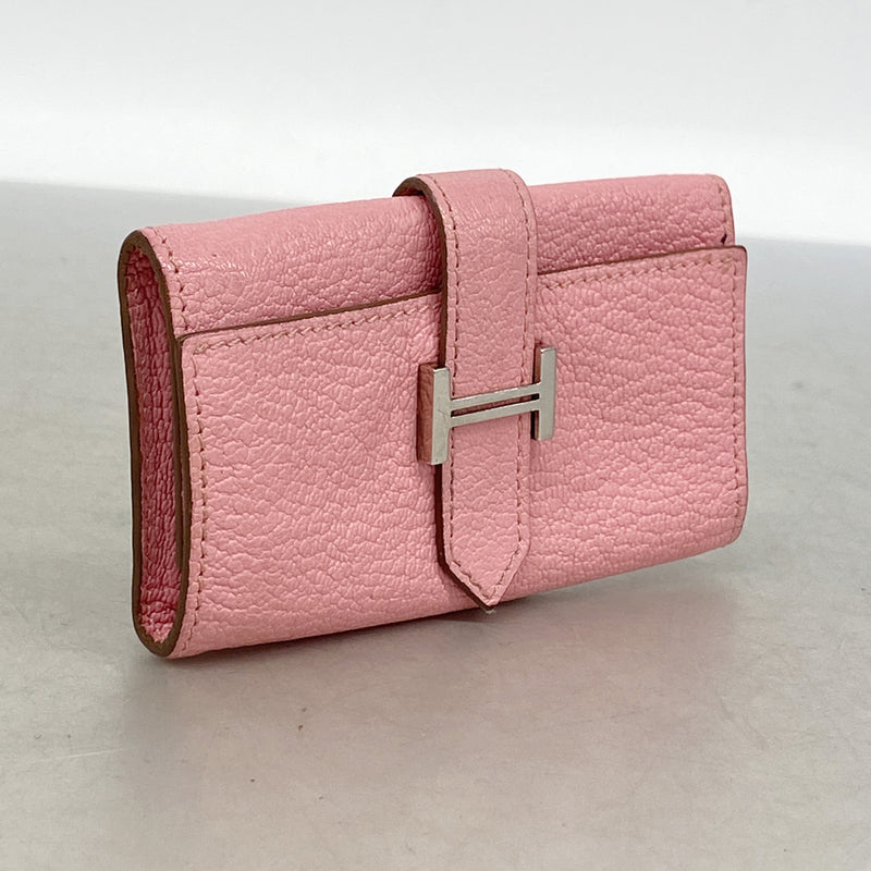 【6ie7369】エルメス キーケース ベアンキーケース シェブルミゾル ローズエテ シルバー金具 Y刻印【中古】レディース