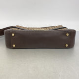 【6ie7371】セリーヌ ショルダーバッグ Cマカダム キャンバス ダークブラウン ベージュ ゴールド金具【中古】レディース