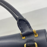 【6ie7372】セリーヌ ハンドバッグ トラペーズ レザー ブラック グリーン ゴールド金具 2wayバッグ【中古】レディース