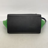 【6ie7372】セリーヌ ハンドバッグ トラペーズ レザー ブラック グリーン ゴールド金具 2wayバッグ【中古】レディース
