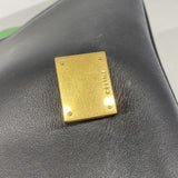【6ie7372】セリーヌ ハンドバッグ トラペーズ レザー ブラック グリーン ゴールド金具 2wayバッグ【中古】レディース