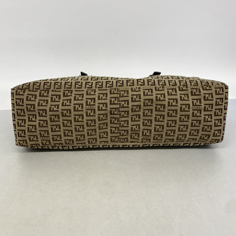 【6ie7373】フェンディ トートバッグ ズッキーノ キャンバス ブラウン シルバー金具【中古】レディース