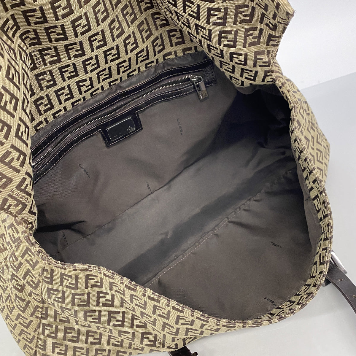 【6ie7373】フェンディ トートバッグ ズッキーノ キャンバス ブラウン シルバー金具【中古】レディース