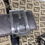 【6ie7373】フェンディ トートバッグ ズッキーノ キャンバス ブラウン シルバー金具【中古】レディース
