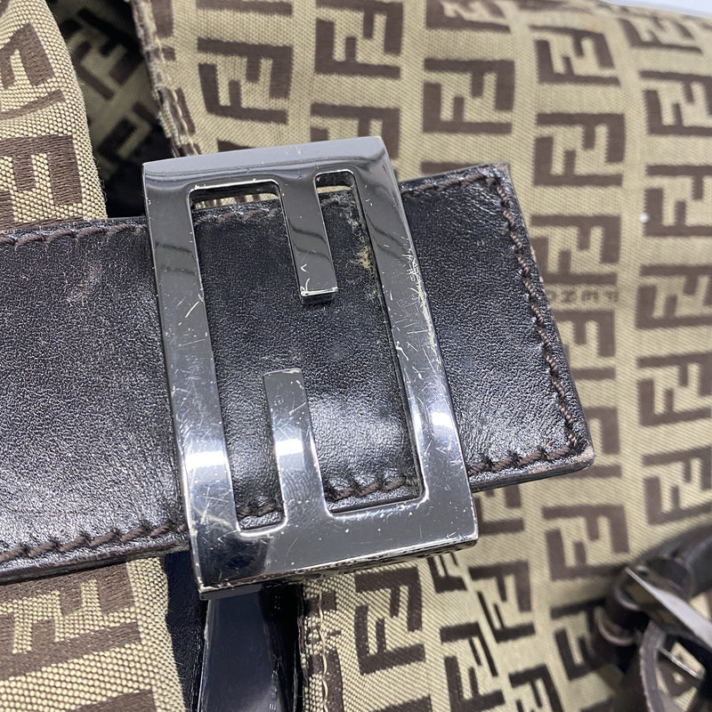 【6ie7373】フェンディ トートバッグ ズッキーノ キャンバス ブラウン シルバー金具【中古】レディース