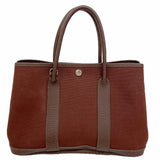 【6ie7374】エルメス トートバッグ ガーデンパーティTPM トワルオフィシエ ボルドー シルバー金具 □J刻印【中古】レディース